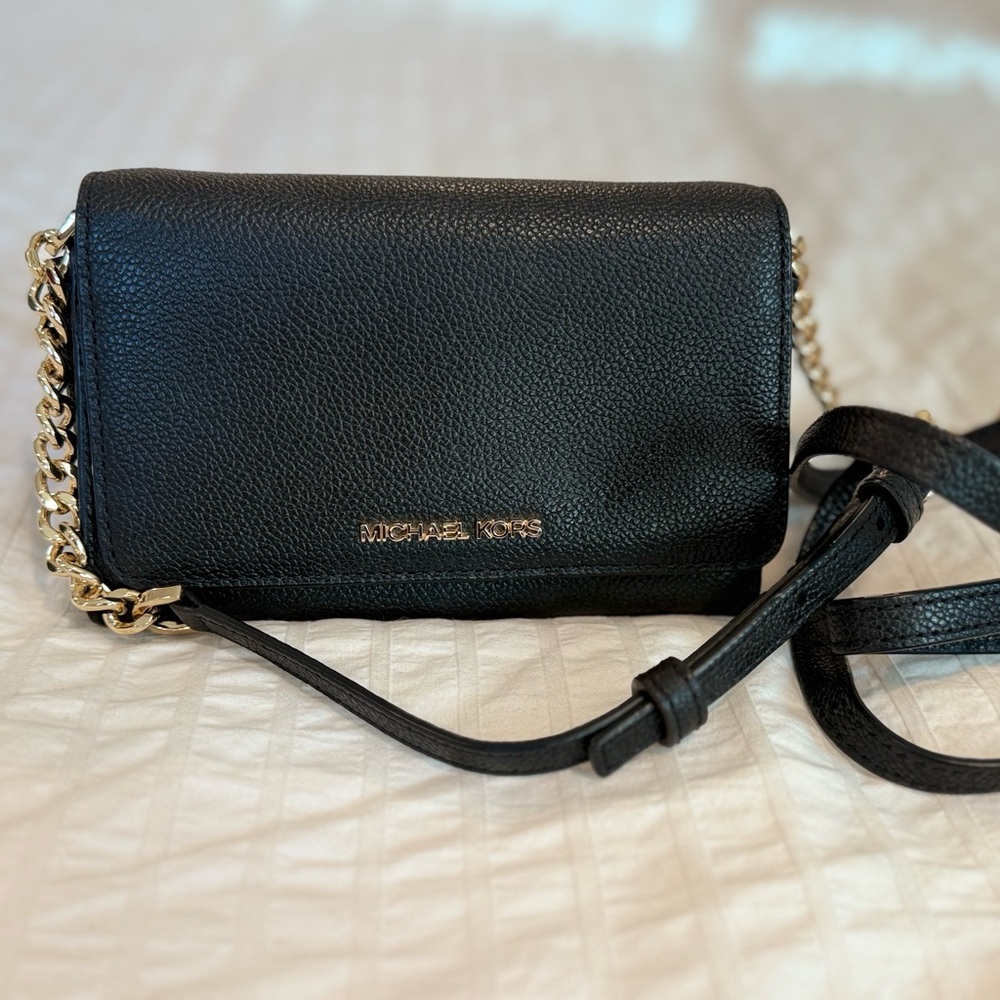 Michael Kors Black Crossbody Bag with Gold Chain